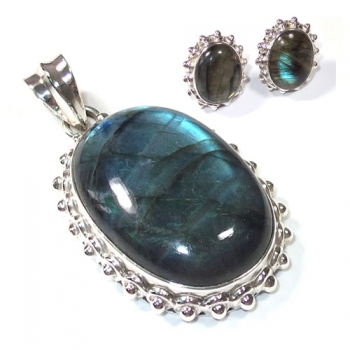 925 silver blue fire labradorite jewelry sets